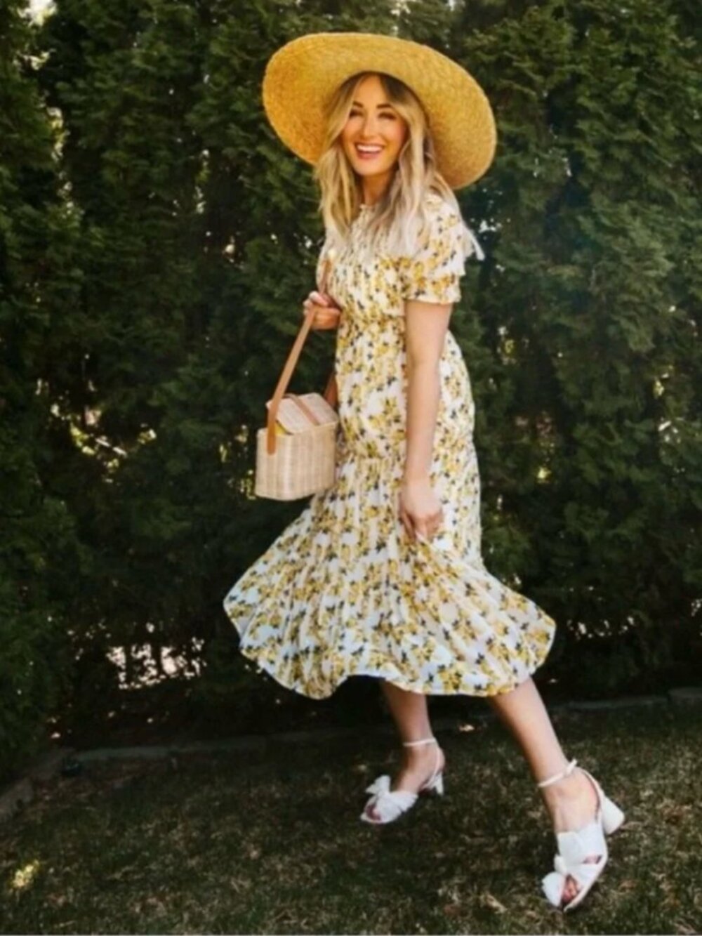 Ivy City Lemon Drop Midi Dress - Large - NWT